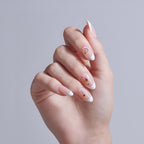 Kiss Glam 3D & Jewel Press On Fake Glue Nails  - Zephyr | 3D & Jewel French Design, White & Gold, Medium, Almond official pack