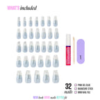 Kiss Glam 3D & Jewel Press On Fake Glue Nails  - Seraphic | Design, Blue & Clear, Long, Coffin official pack