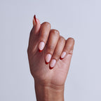 Kiss Core French Press On Fake Glue Nails - Cheerful | French Tips, Red, Medium, Almond official pack