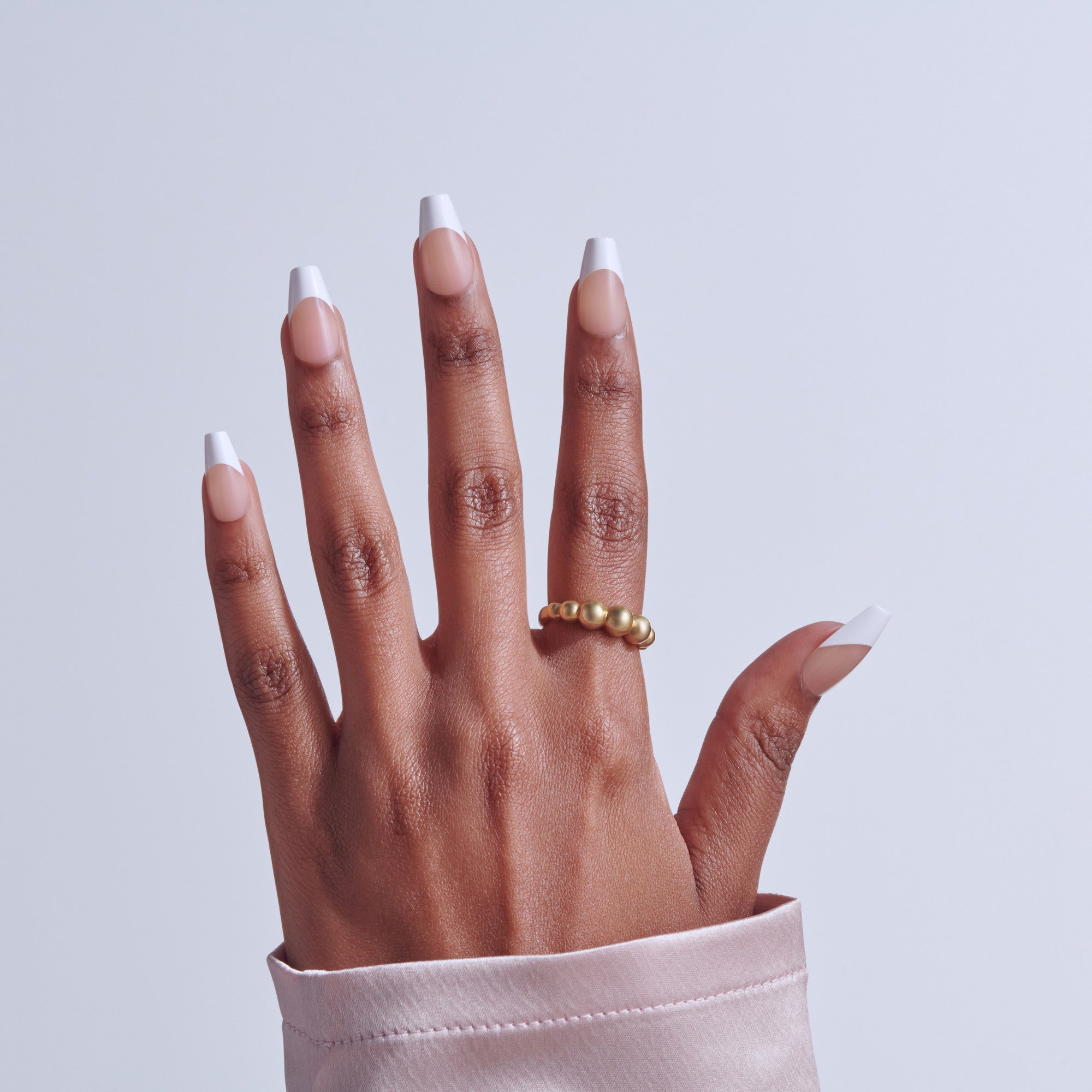 Kiss Core French Press On Fake Glue Nails - Reunion | French Tips, White, Medium, Coffin official pack