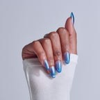 Kiss Glam Embellished Press On Fake Glue Nails - Glow Forever | Design, Blue, Medium, Almond official pack