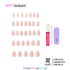Kiss Glam 3D & Jewel Press On Fake Glue Nails  - Serendipity Awaits | 3D & Jewel French, White, Medium, Almond official pack