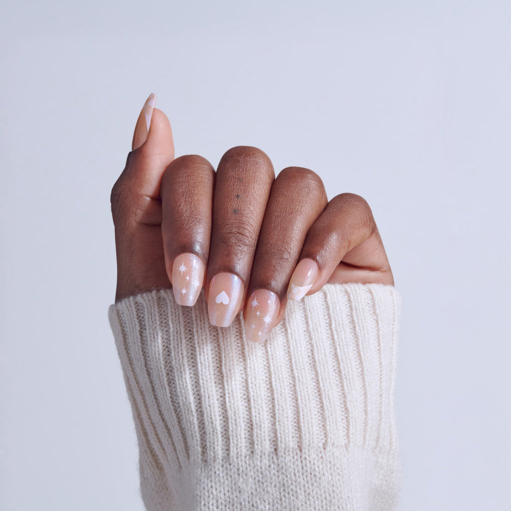 Kiss Core Design Press On Fake Glue Nails - Cheers | French Design, Neutral, Short, Coffin official pack