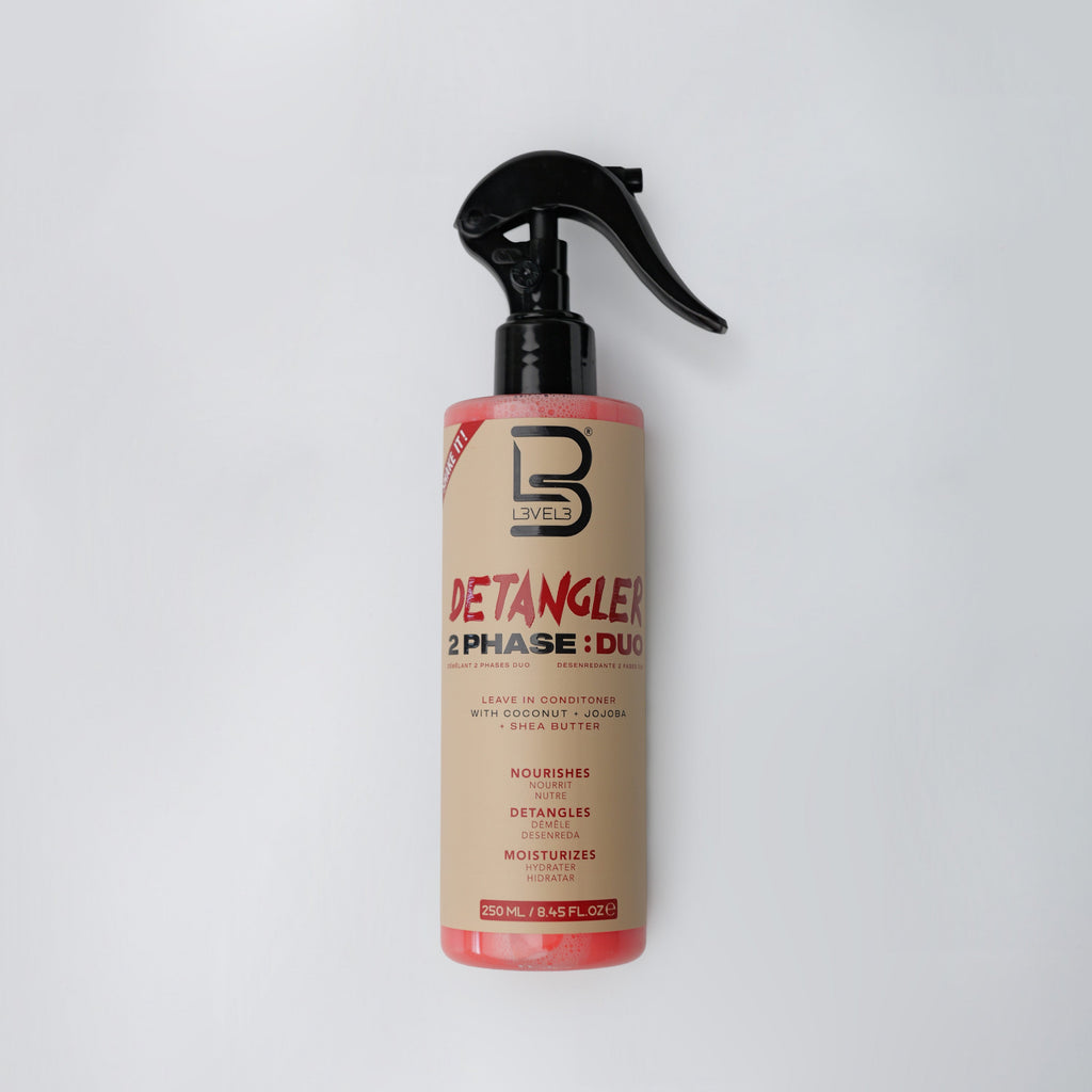 Level 3 2 Phase Detangler Spray 8.45 oz — official pack photo L3-DETANGLER-250ML (detangler.jpg) from lv3.com