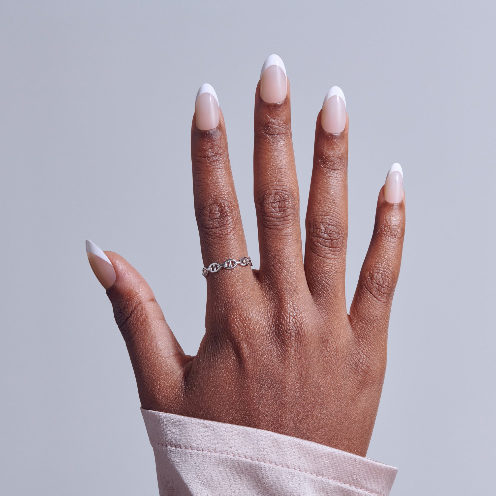 Kiss Core French Press On Fake Glue Nails - Curiosity | French Tips, White, Medium, Almond official pack
