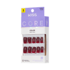 Kiss Core Color Press On Fake Glue Nails - Sprightly | Solid, Red, Short, Squoval official pack