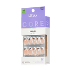 Kiss Core Design Press On Fake Glue Nails - Our Moment | French Tips, White, Medium, Almond official pack