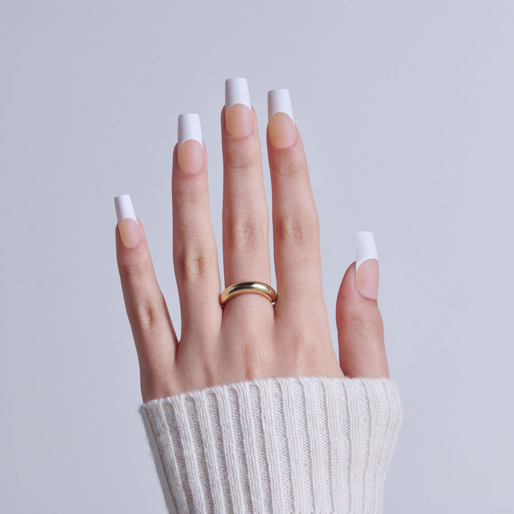 Kiss Core French Press On Fake Glue Nails - Every Minute | French Tips, White, Long, Square official pack