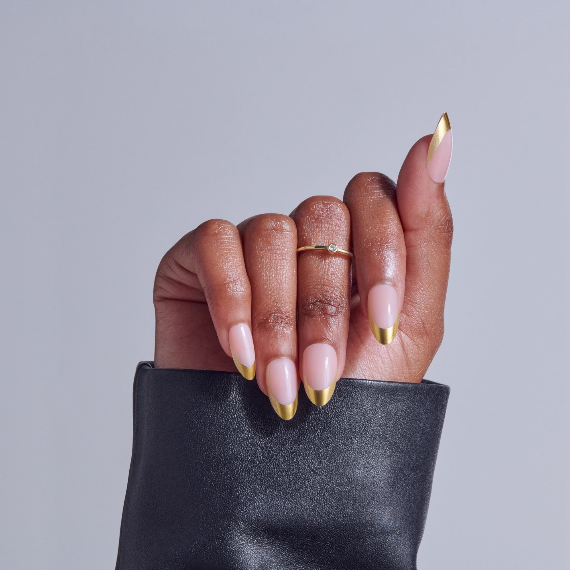 Kiss Core Design Press On Fake Glue Nails - Together | French, Gold, Medium, Almond official pack