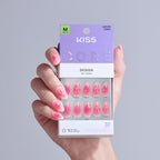 Kiss Core Design Press On Fake Glue Nails - My Time | Design, Pink, Medium, Almond official pack