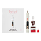 éclat Cordless Electric Nail File – Professional E-File for Acrylic, Gel & Dip Powder with Charging Base & LED Light - White official pack