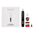 éclat Cordless Electric Nail File – Professional E-File for Acrylic, Gel & Dip Powder with Charging Base & LED Light - Black official pack
