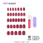Kiss Core Magnetic Press On Fake Glue Nails - Flaming | Magnetic, Pink, Short, Round official pack