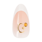 Kiss Glam 3D & Jewel Press On Fake Glue Nails  - Zephyr | 3D & Jewel French Design, White & Gold, Medium, Almond official pack