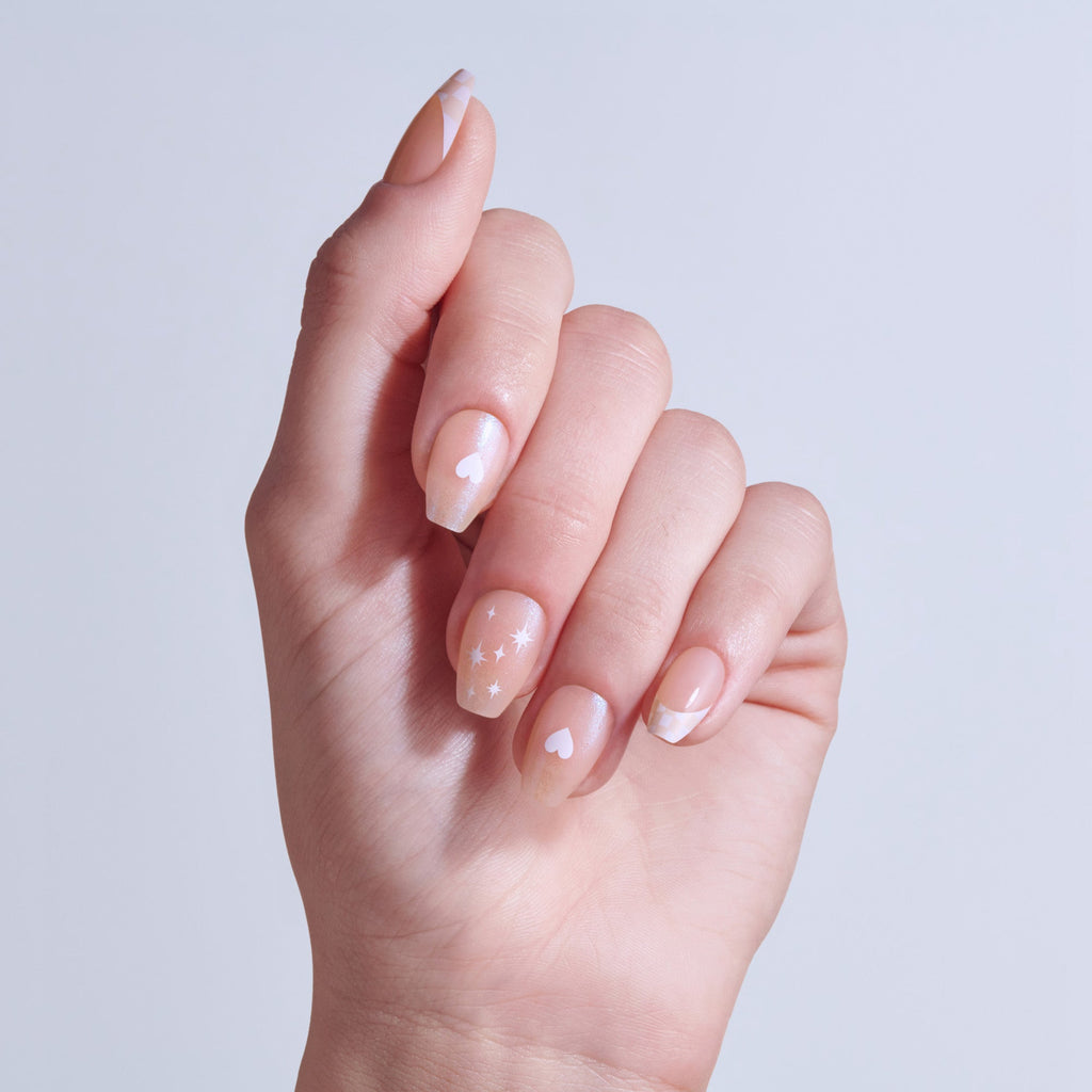 Kiss Core Design Press On Fake Glue Nails - Cheers | French Design, Neutral, Short, Coffin official pack