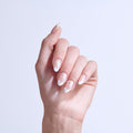 Kiss Glam 3D & Jewel Press On Fake Glue Nails  - Serendipity Awaits | 3D & Jewel French, White, Medium, Almond official pack