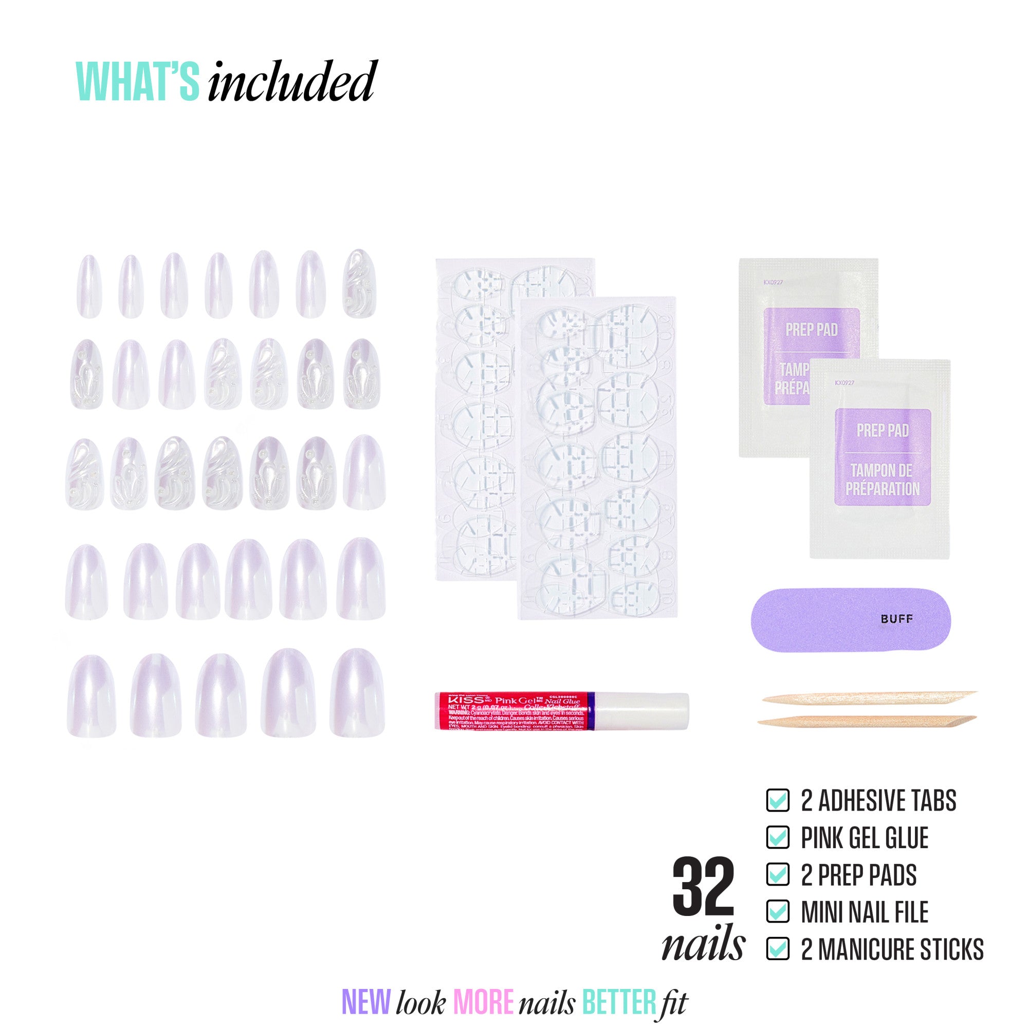 Kiss Icon Press On Fake Glue Nails - Remarkable | 3D & Jewel Design, Metallic Purple, Medium, Almond official pack