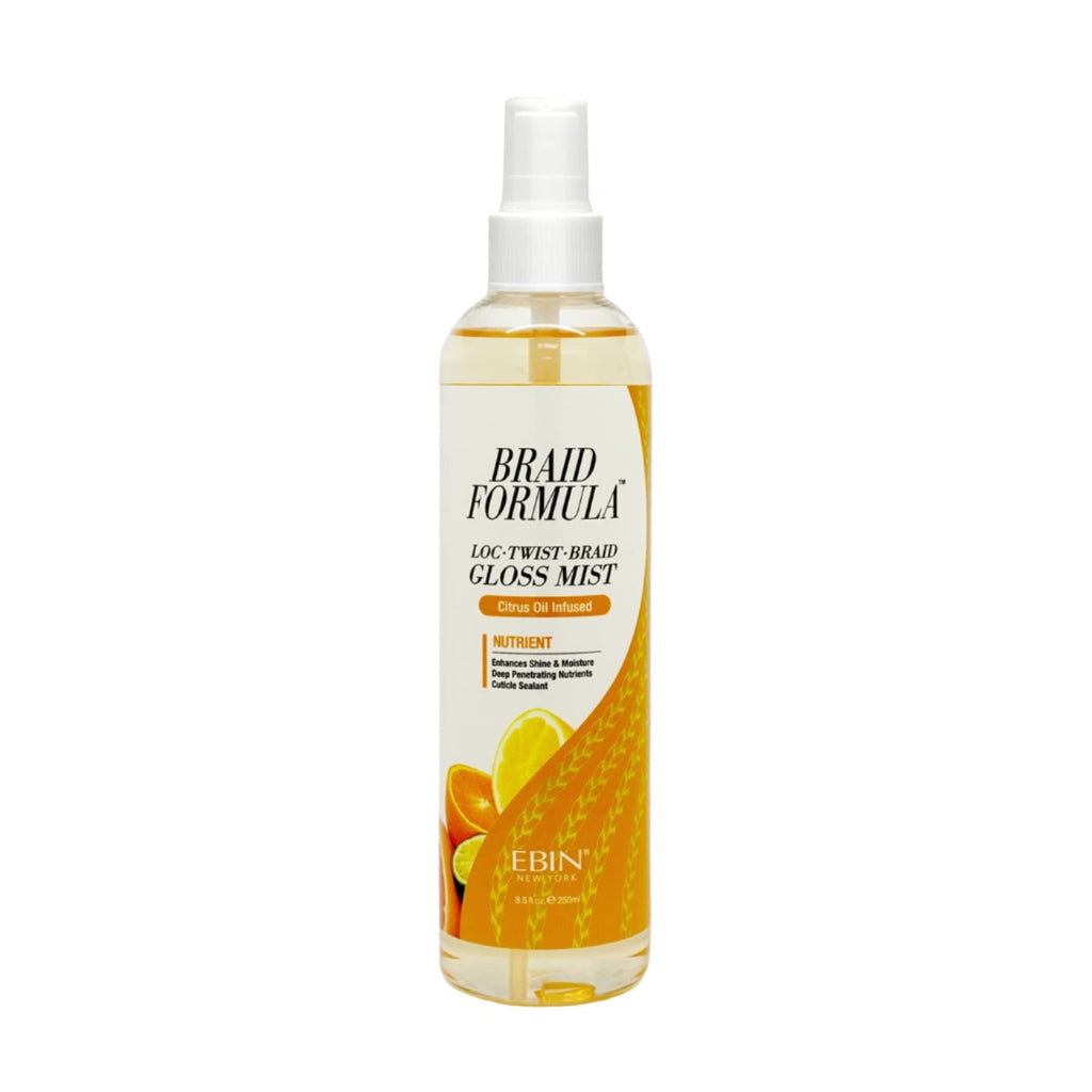 Ebin Braid Formula Gross Mist Netrient/Citrus(250ml)#169 — official pack photo BFGMN250 (gloss-mist_orange_f-min.jpg) from ebinnewyork.com