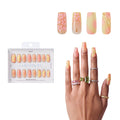 Gold Finger Glitzy 3D Press-On Nails in Very Refined – Long Square Fake Nails, Pastel Ombre & 3D Pink Flowers, Luxury Glue On Nails, 28 Pc Kit - GF Handmade Nails - Very Refined official pack