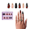 Gold Finger Glitzy 3D Press-On Nails in Valuable – Long Almond Fake Nails, 3D Red Roses & Gold Filigree, Luxury Glue On Nails, 28 Pc Kit - GF Handmade Nails - Valuable official pack