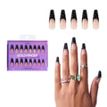 Gold Finger Glitzy 3D Press-On Nails in So Subtle – 3X-Long Coffin Fake Nails, Black Rhinestone French Tip, Luxury Glue On Nails, 28 Pc Kit - GF Handmade Nails - So Subtle official pack