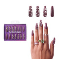 Gold Finger Glitzy 3D Press-On Nails in Diverted – 2X-Long Coffin Fake Nails, Plum Glitter & Chunky Rhinestones, Luxury Glue On Nails, 28 Pc Kit - GF Handmade Nails - Diverted official pack