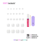 Kiss Glam Press On Fake Glue Toenails - Twinkle Toes | Solid, White, Short, Squoval, Pedicure official pack