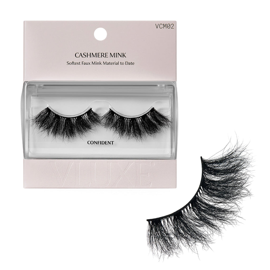 VLuxe Cashmere Mink Lashes – Fluffy Faux Mink Strip Lashes, Dramatic Volume, Reusable Up to 25x, Includes Luxury Lash Case - Confident official pack