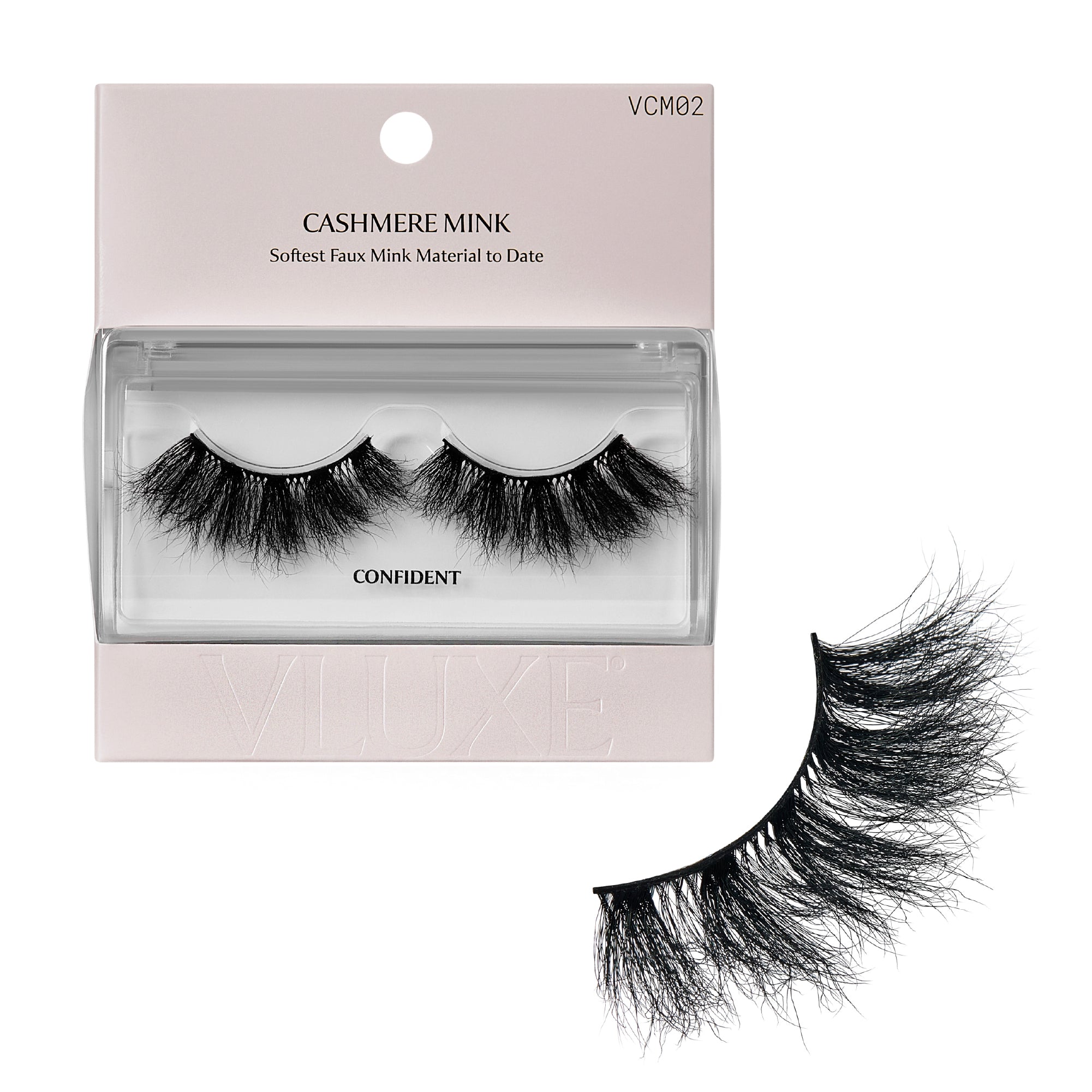 VLuxe Cashmere Mink Lashes – Fluffy Faux Mink Strip Lashes, Dramatic Volume, Reusable Up to 25x, Includes Luxury Lash Case - Confident official pack