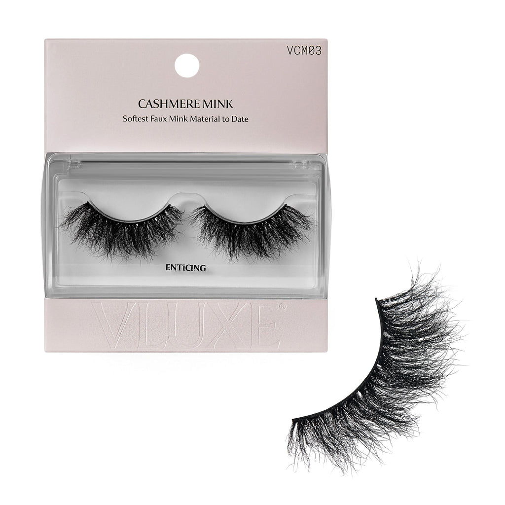 VLuxe Cashmere Mink Lashes – Fluffy Faux Mink Strip Lashes, Dramatic Volume, Reusable Up to 25x, Includes Luxury Lash Case - Enticing official pack