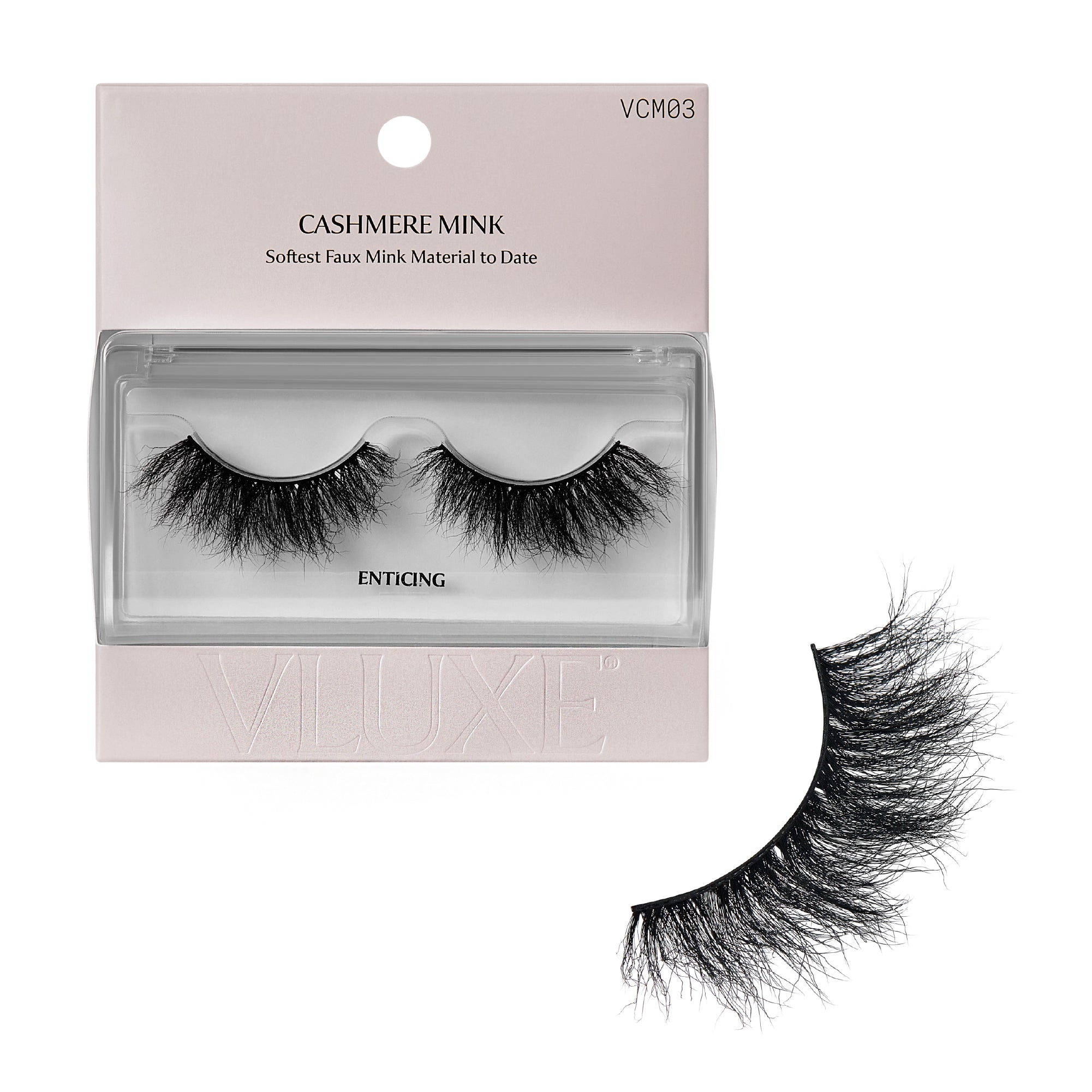 VLuxe Cashmere Mink Lashes – Fluffy Faux Mink Strip Lashes, Dramatic Volume, Reusable Up to 25x, Includes Luxury Lash Case - Enticing official pack