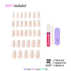 Kiss Glam 3D & Jewel Press On Fake Glue Nails  - Wrapped in Beauty | 3D & Jewel French Design, White, Long, Square official pack
