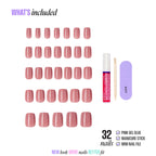 Kiss Core Color Press On Fake Glue Nails - Felicity | Solid, Pink, Short, Squoval official pack