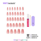 Kiss Core Color Press On Fake Glue Nails - Jubilation | Solid, Pink, Medium, Coffin official pack