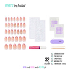 Kiss Icon Press On Fake Glue Nails - Vibrant | 3D & Jewel French, Pink, Medium, Almond official pack