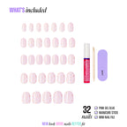Kiss Core Design Press On Fake Glue Nails - Friendship | Design, Pink, Short, Round official pack