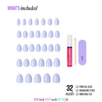 Kiss Core Color Press On Fake Glue Nails - Flee | Solid, Purple, Short, Almond official pack