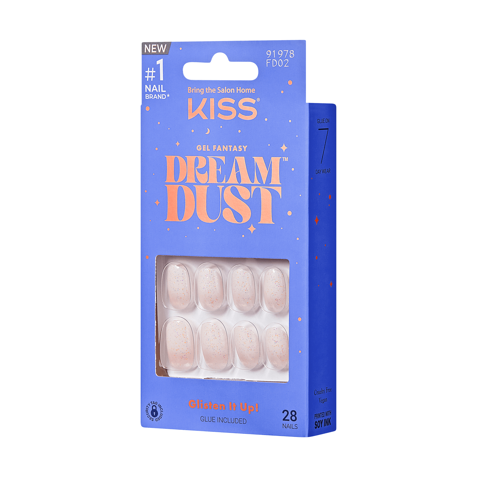 Kiss Gel Fantasy Dreamdust Press On Glue Nails - Silver Spoon official pack
