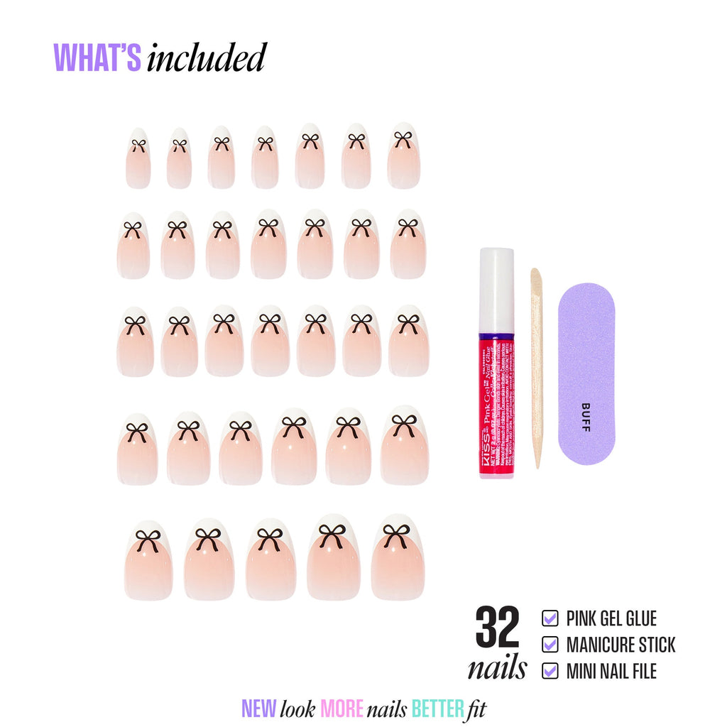 Kiss Core Design Press On Fake Glue Nails - Our Moment | French Tips, White, Medium, Almond official pack