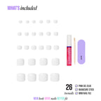 Kiss Core Color Press On Fake Glue Toenails - Toe-tally Yours | Solid, White, Short, Squoval, Pedicure official pack