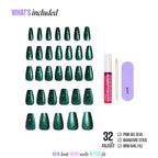 Kiss Core Magnetic Press On Fake Glue Nails - Shimmering | Magnetic, Green & Blue, Medium, Coffin official pack
