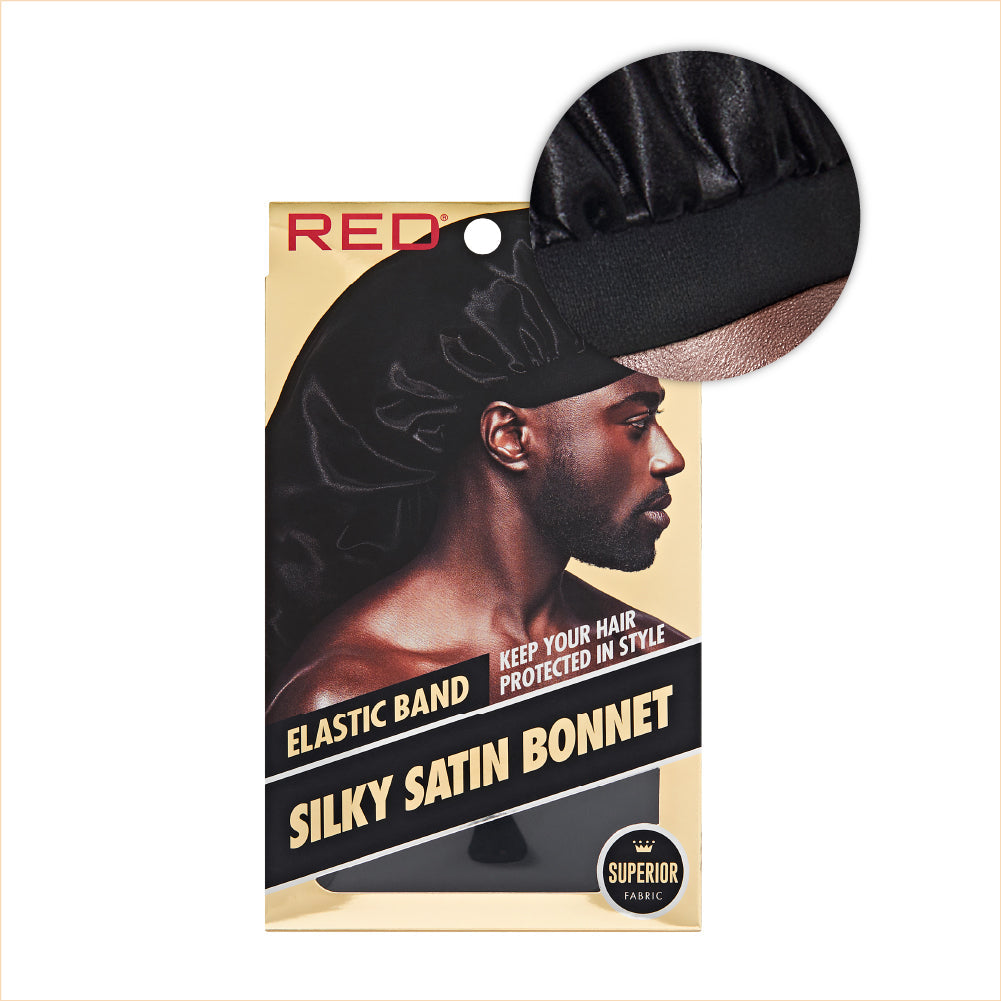 RED by KISS Men's Silky Satin Bonnet – Regular & Braid Size official pack