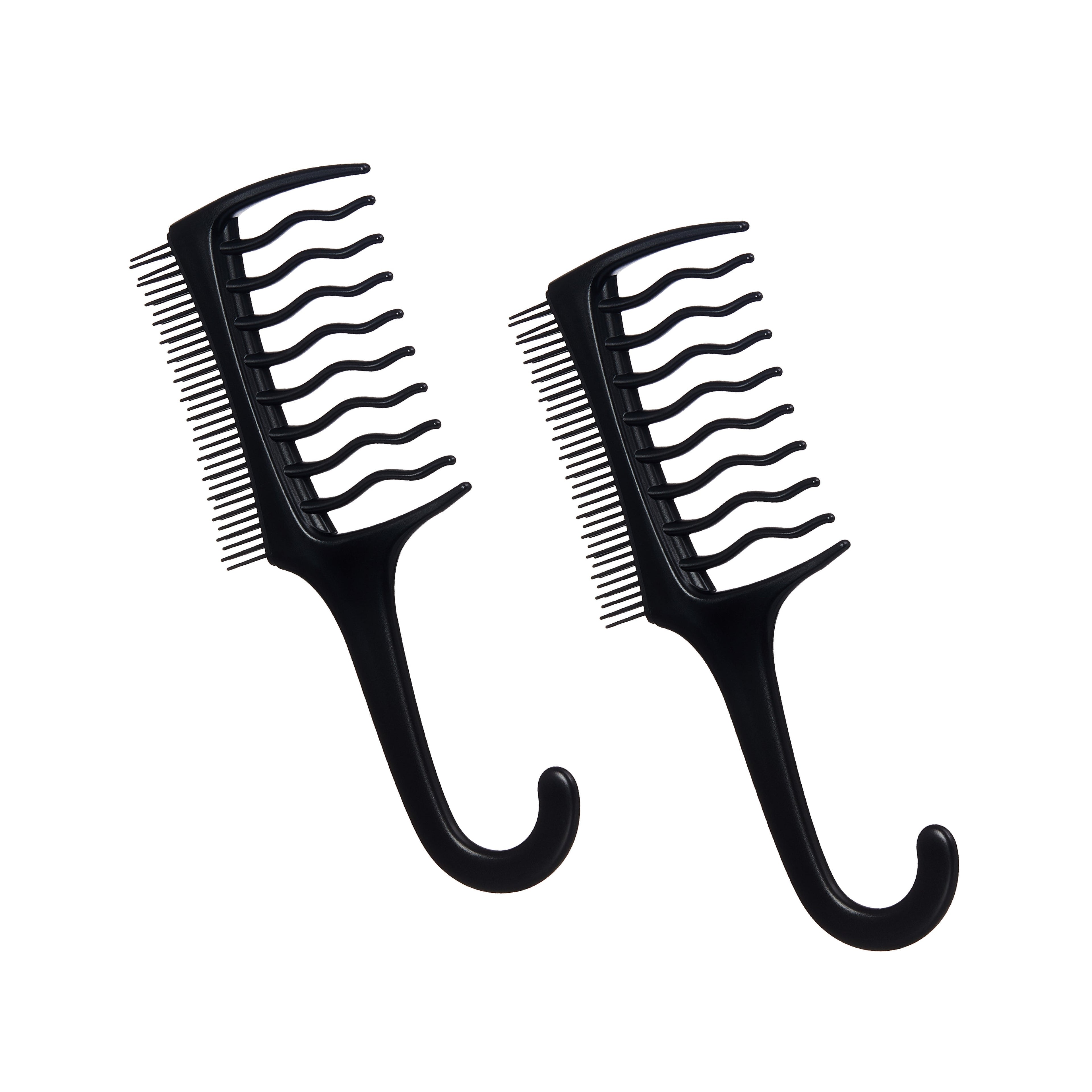 RED by KISS Waveup Duo Comb - Shampoo to Finish Detangling Comb for Smooth Styling - WaveUp Duo, Black official pack