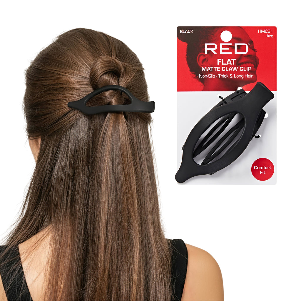 RED By Kiss Flat Matte Hair Claw Clip - Lay-Flat Design for Lying Down & Driving, Non-Slip Strong Hold - Teardrop official pack