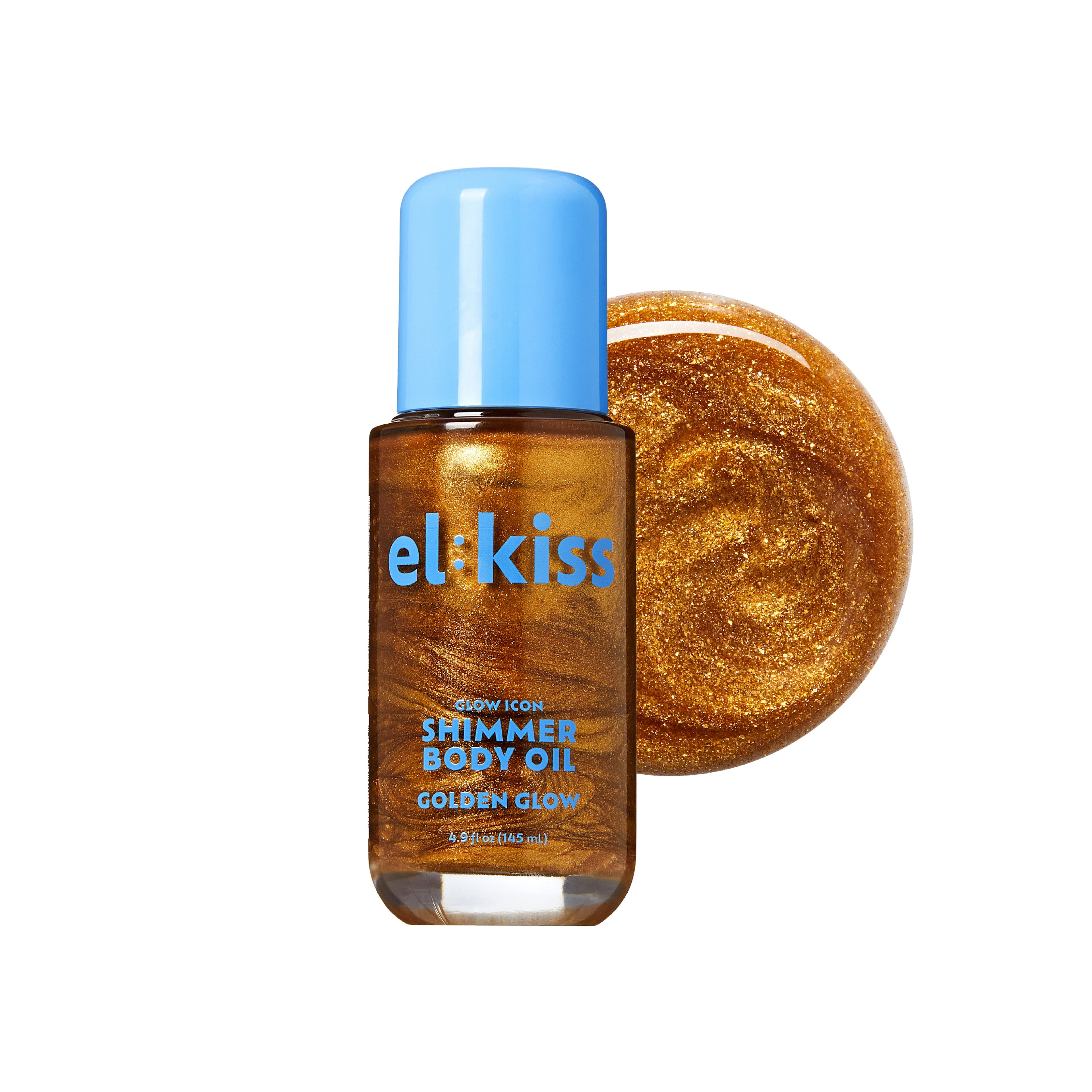 RED by KISS el:kiss Glow Icon Shimmer Hair & Body Oil - Non-Sticky Bronzing Glow with Collagen & Squalane, Hydrating Lightweight Formula for All Skin Tones (4 Shades, 3.38 fl.oz.) - Golden Glow official pack