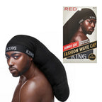 RED by Kiss Fashion Stocking Loc Cap & Wave Cap - Ultimate Power Stretch, Stylish 'KING' Band, Perfect for Locs, Braids & Long Hair - Black / Jumbo official pack