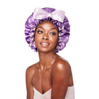 Red by Kiss Premium Ruffle Tie Bonnet Reversible Double-Layered Satin Sleep Cap Adjustable Anti-Breakage Hair Wrap for Curls, Braids, Locs & Natural Hair - Lavender/Lilac / X-Large official pack