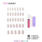 Kiss Glam 3D & Jewel Press On Fake Glue Nails  - Ripple | 3D & Jewel Design, Pink, Medium, Almond official pack