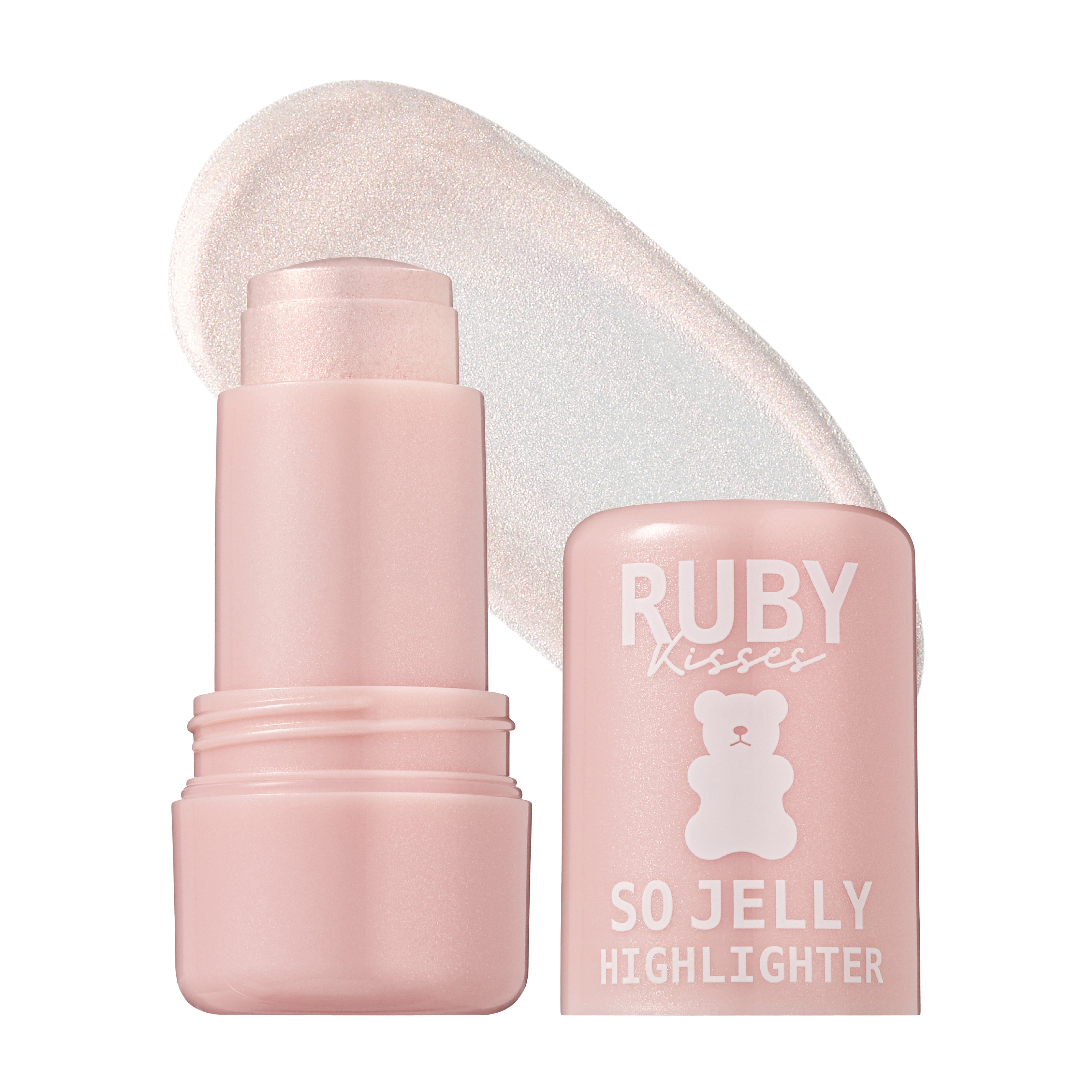 Ruby Kisses So Jelly Highlighter Stick - Cooling Bouncy Gel, Buildable Long-Lasting Shimmer, Transfer & Crease Resistant Formula with Niacinamide & Ceramides official pack
