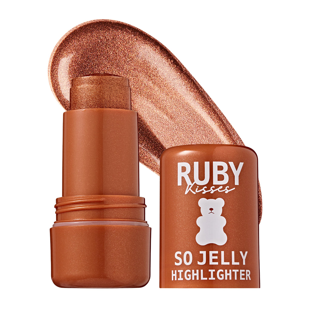 Ruby Kisses So Jelly Highlighter Stick - Cooling Bouncy Gel, Buildable Long-Lasting Shimmer, Transfer & Crease Resistant Formula with Niacinamide & Ceramides official pack